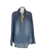 Cloth & Stone Womens Size Medium Tencel Lace-Up Chambray Denim Shirt - $23.10