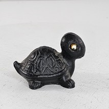 Vintage Coal Turtle Miniature Figurine Handmade Googly Eyes Black - £11.79 GBP
