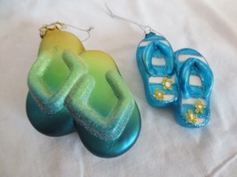 BLOWN GLASS SEASONS OF CANNON FALLS SANDALS w/ GLITTER  CHRISTMAS ORNAME... - £15.64 GBP