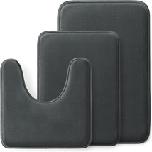 Memory Foam 3 PC Bathroom Rug Absorbent Bath Mat Set Small Large and Contour Rug - £20.18 GBP