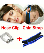 Magnetic Sleeping Aid Apnea Anti Snore Stop Snoring Nose Clip and Chin S... - €7,43 EUR