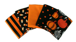5 Fat Quarters - Halloween Pumpkins Stripes Solids Candy Corn Cotton M223.19 - £11.92 GBP