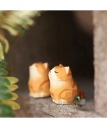 Carved Wooden Orange Cat Shiba Inu Tabletop Decoration, Cute Cartoon Cat - £14.25 GBP+