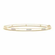 ANGARA Channel-Set Round Triple Diamond Station Bangle in 14K Solid Gold - £1,516.36 GBP
