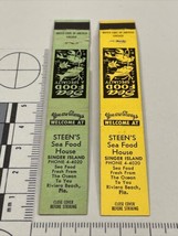 Lot Of 2 Midget Matchbook Covers Steen’s Sea Food House  Singer Island, FL  gmg - £11.15 GBP