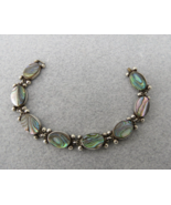 Signed PARRA Mexico Abalone Bracelet Sterling Silver Links Beads 6.25&quot; S... - £30.67 GBP