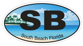 South Beach Florida Oval Bumper Sticker or Helmet Sticker D1175 - £1.11 GBP+