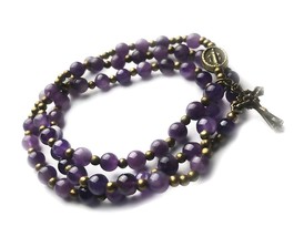 Stone Catholic Rosary Bracelet for Women with Medal - £116.98 GBP