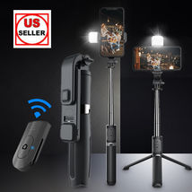 Remote Selfie Stick Tripod with Fill Light Phone Desktop Stand Holder Universal - £12.65 GBP