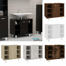 Modern Wooden Under Sink Bathroom Toilet Storage Cabinet With Door &amp; Shelves - £44.53 GBP+