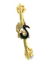 India Etched Gold Tone Enamel Peacock Bangle Bracelet - £9.47 GBP