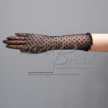 Delicate Long Stretch Nylon Filet Crochet Gloves with Sequins and Beads - £15.17 GBP