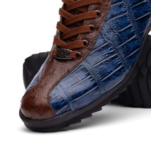 Genuine alligator and ostrich quill fashion sneaker Shoes Saulo Blue Jeans image 4