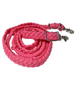 Roping Knotted Tack Western Barrel Horse Reins Nylon Braided Pink 60724 - $22.76