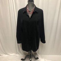 JM Collection Size 16W Black Faux Suede Button Up Women&#39;s Tunic Shirt - £11.62 GBP