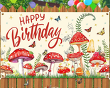 Mushroom Birthday Party Decorations, Mushroom Birthday Banner Backdrop W... - $23.54