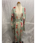 Vintage Floral Women&#39;s Japanese Furisode Kimono Light Blue, Pink, &amp; White - £73.80 GBP