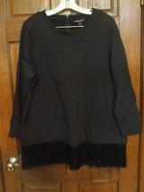 Roaman&#39;s Charcoal Gray Fringed Bottom Top - Size L (18/20) - $19.41