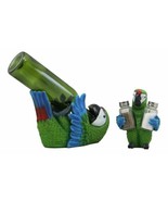 Green Scarlet Macaw Parrot Wine Bottle And Salt Pepper Shakers Holder St... - €43,03 EUR
