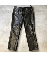 Vintage GAP Genuine Leather Boot Cut Pants Women's Size 16 Y2K 2000's Biker - $62.50