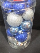 20 Silver Blue Mini Ball Glitter Ornaments Christmas Tree Shatter Proof Balls - £9.47 GBP