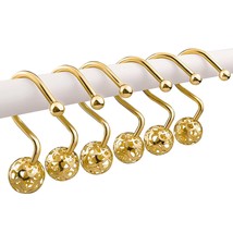 Gold Shower Curtain Hooks Decorative Shower Rings For Curtain - Set Of 12 Rustpr - £11.88 GBP