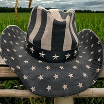 Gattuso Freedom star American Flag Cowboy and Western style hat, gray and black - £18.72 GBP