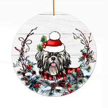 Cute Great Dane Dog Santa Hat Xmas Wreath Christmas Ornament Acrylic Gift Decor - £13.41 GBP