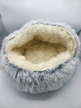 Gray Round Shape Winter Nest Warm Comfort Sleeping Plush Kennel Bed for Dog Cat - £23.25 GBP