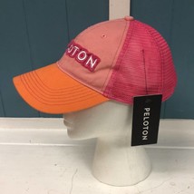 New Peloton Color Block Cap Adjustable Trucker Hat Pink Orange Trendy!! - £22.94 GBP