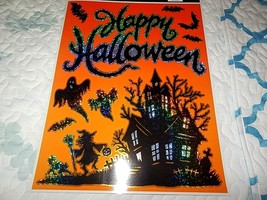 New Happy Halloween Window Clings Haunted House Ghosts Witch Cat Spooky - $12.82