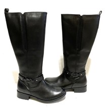 New Clarks Women&#39;s Plaza Impress Leather Riding Boots Black Size 6M - $115.49