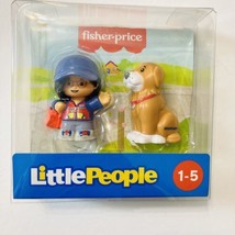 Fisher Price Little People Figures Mail Lady Girl Puppy Dog Brown Set of 2 Toy - £15.72 GBP