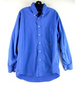 Tommy Hilfiger Blue 2 Ply Fabric Long Sleeve Button Down Cotton Shirt L - £19.54 GBP