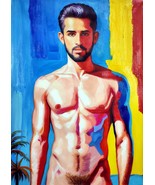 20x28 inches Muscle man  stretched Oil Painting Canvas Art Wall Decor mo... - $100.00