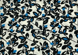 Fabric Abstract Geometric Mid Century MCM Scandinavian Rayon Black Blue ... - $38.00