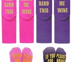 Set of 2 &quot;If You Can Read This Bring Me Wine&quot; Novelty Socks - Pink &amp; Purple - $9.89
