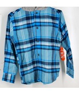 Long Sleeve Button Up Hoodie Blue Flannel S (6/7) Wonder Nation 35 - £5.47 GBP
