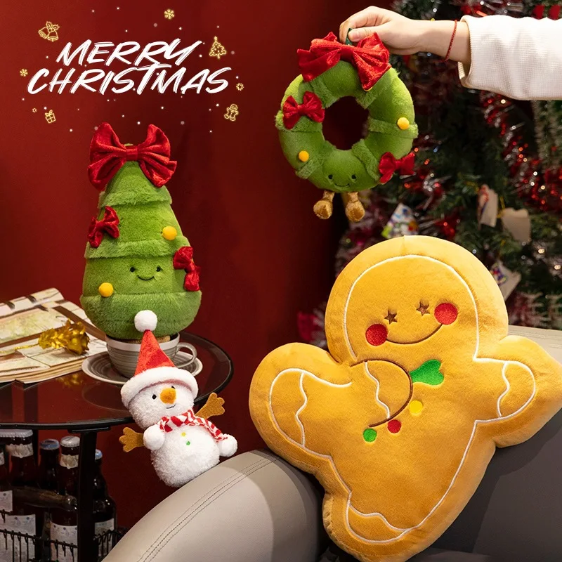 Christmas Plush Decoration Christmas Tree Pillow Pillow Snowman Gingerbread Man - £12.77 GBP+