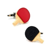 Ping Pong Paddle Cufflinks Table Tennis 3D Red Black Gift Bag Sport Fan Wedding - £10.38 GBP