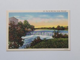 Vintage Linen Postcard 1947 The Old Mill Dam Water Racine Wisconsin Unposted  - £4.70 GBP