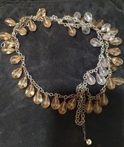 Ann Taylor Loft Gold Toned And Clear Beads Statement Necklace Costume je... - £10.83 GBP