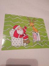 Holiday Greeting Card Vintage Christmas Santa Claus Reindeer TV Made In USA - £7.83 GBP