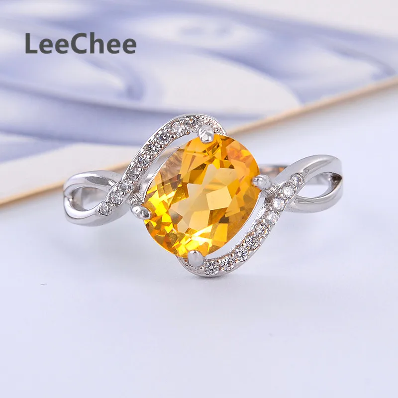 100% natural citrine ring for women high quality 7*9mm yellow gemstone jewelry f - £43.51 GBP