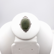 Sterling Silver Ring Green Oval Gemstone Large Smooth L.S.P. Co Size 6.75 - £230.71 GBP