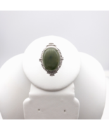 Sterling Silver Ring Green Oval Gemstone Large Smooth L.S.P. Co Size 6.75 - $289.29