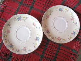 Vintage Set of Two (2) Homer Laughlin Eggshell Nautilus Floral Pattern Saucers  - £12.78 GBP