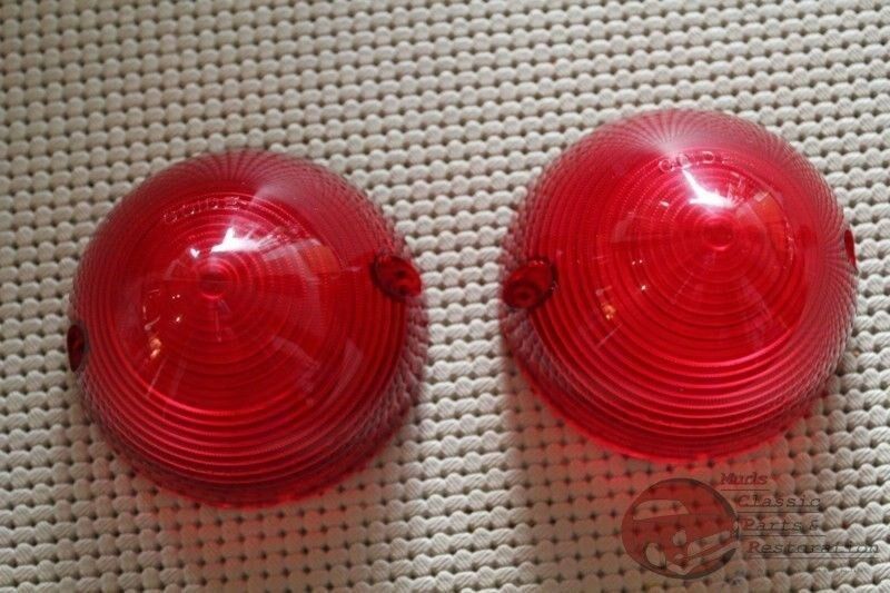 thumbnail image 2 of 1956 Chevy Sedan Hardtop Convertible Taillight Lens - Pair, Red Plastic, OEM Style Script 2 of 5