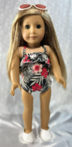 Doll Swim Suit One-Piece Sunglasses Tropical Fits American Girl &amp; 18-inch Dolls - £4.76 GBP