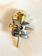 Vintage Cross Lapel Tie Scarf Pin about 1 In Long Gold and Pewter Tones ... - £12.59 GBP